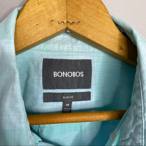 BONOBOS Teal Grid Pattern Plaid Button Down Shirt - Picture 3 of 4